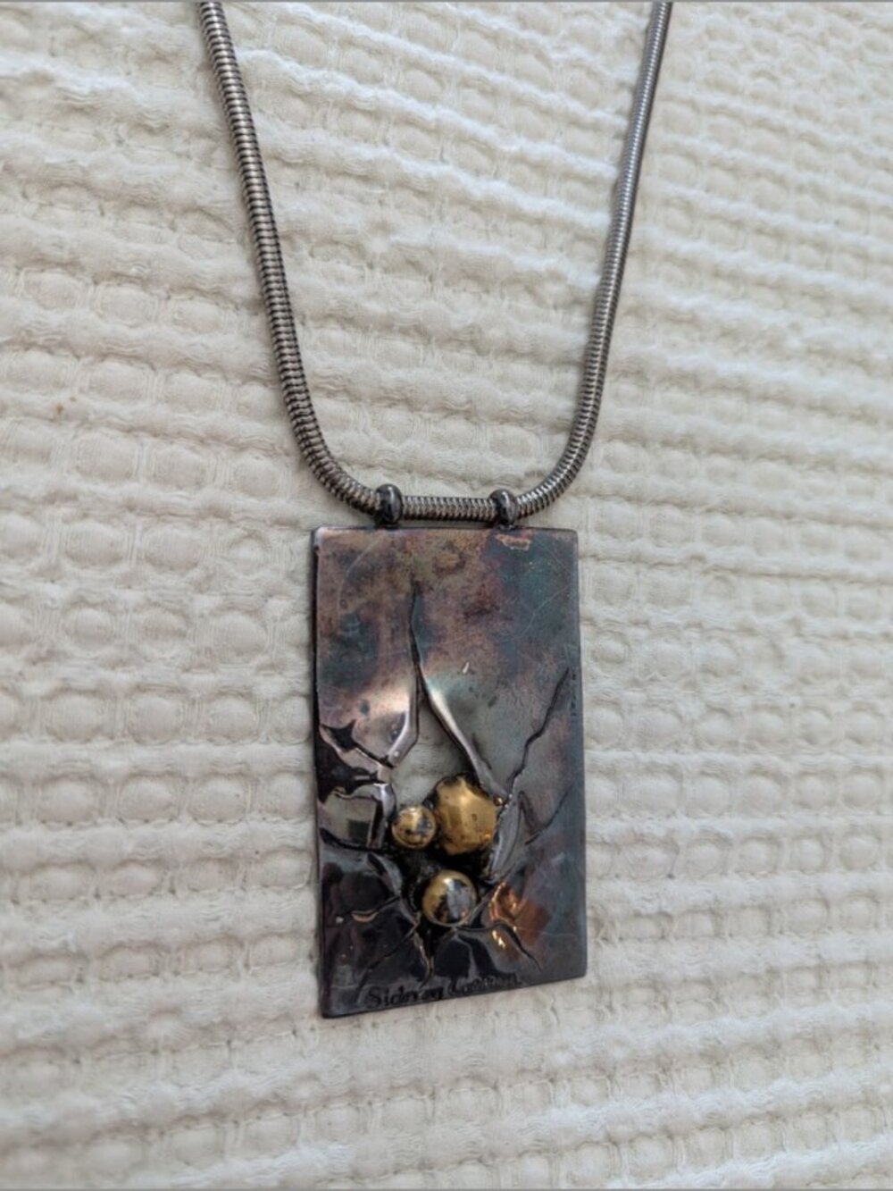 Sidney Carron Statement Metal Necklace Pendant Necklace Made in France - Picture 5 of 7